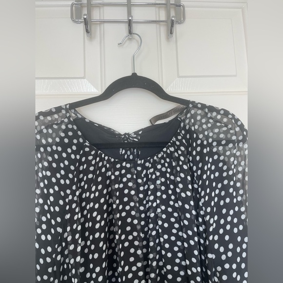 Marina Rinaldi Black & White Polka Dot Chiffon Midi Dress with Embellished Cuffs - Picture 6 of 13